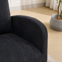 Cozy 27.2 Inch Rocking Glider Chair with High Back and Side Pocket for Nursery Bedroom Stylish Accent Armchair with Rubber Wood Legs Black