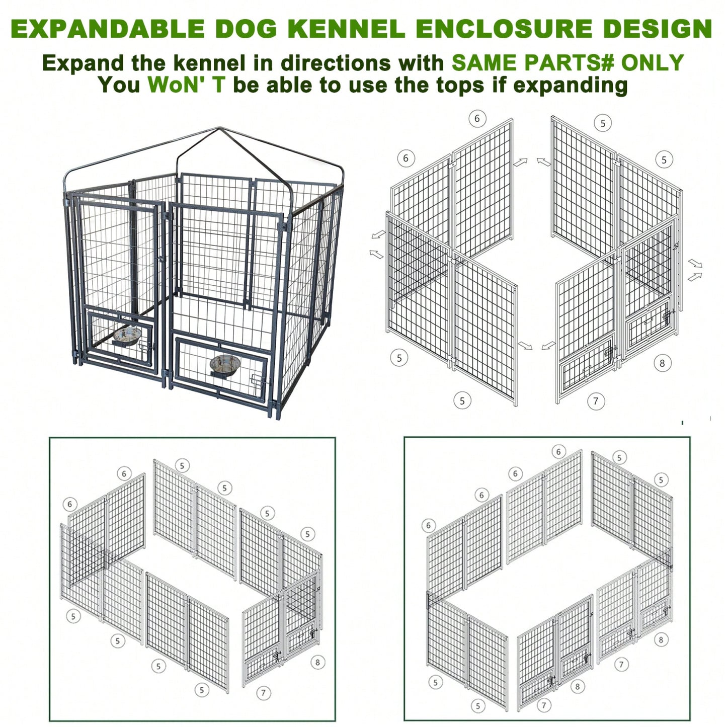 Heavy Duty Waterproof Outdoor Dog Kennel with Lockable Roof and Feeding Door for Small to Medium Dogs 4.5x4.5x4.8 ft