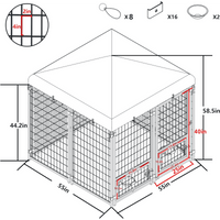 Heavy Duty Waterproof Outdoor Dog Kennel with Lockable Roof and Feeding Door for Small to Medium Dogs 4.5x4.5x4.8 ft