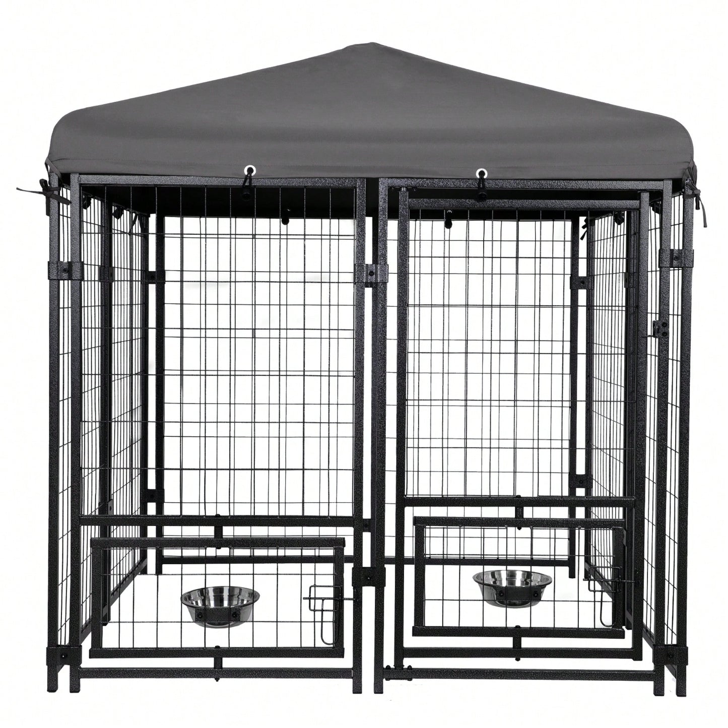 Heavy Duty Waterproof Outdoor Dog Kennel with Lockable Roof and Feeding Door for Small to Medium Dogs 4.5x4.5x4.8 ft