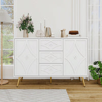 Versatile 2 Door 3 Drawer Buffet Cabinet with Adjustable Shelf for Living Room Kitchen Dining Room 47.24 Inch Space-Saving Sideboard