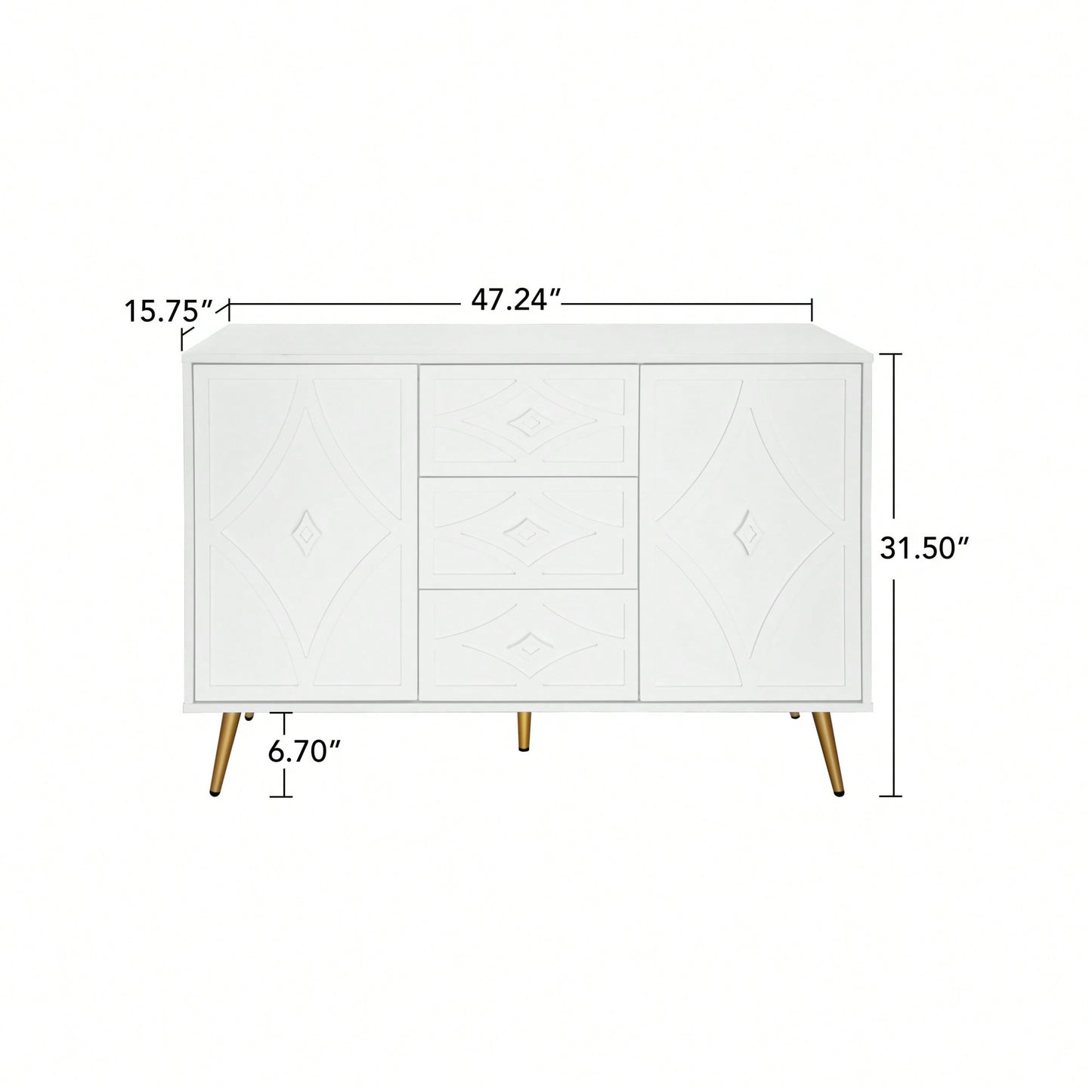 Versatile 2 Door 3 Drawer Buffet Cabinet with Adjustable Shelf for Living Room Kitchen Dining Room 47.24 Inch Space-Saving Sideboard