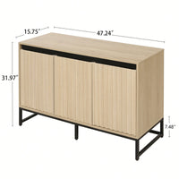 Modern 3-Door Sideboard With LED Lighting - Storage Buffet Cabinet, Adjustable Shelf For Living Room, Dining Room, And Kitchen