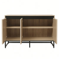 Modern 3-Door Sideboard With LED Lighting - Storage Buffet Cabinet, Adjustable Shelf For Living Room, Dining Room, And Kitchen