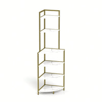 Rustic Brown 6-Tier Corner Open Shelf Bookcase Space-Saving Freestanding Unit for Plants Albums Decor Living Room Home Office Kitchen