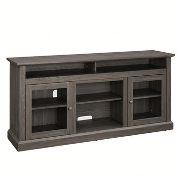 Sleek Modern TV Stand For Up To 65" TVs With Versatile Open And Closed Storage, Dark Walnut/Black Finish, 60"W X 15.75"D X 29"H