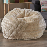 Luxurious White Faux Fur Bean Bag - Modern 3-Foot Design For Cozy Comfort