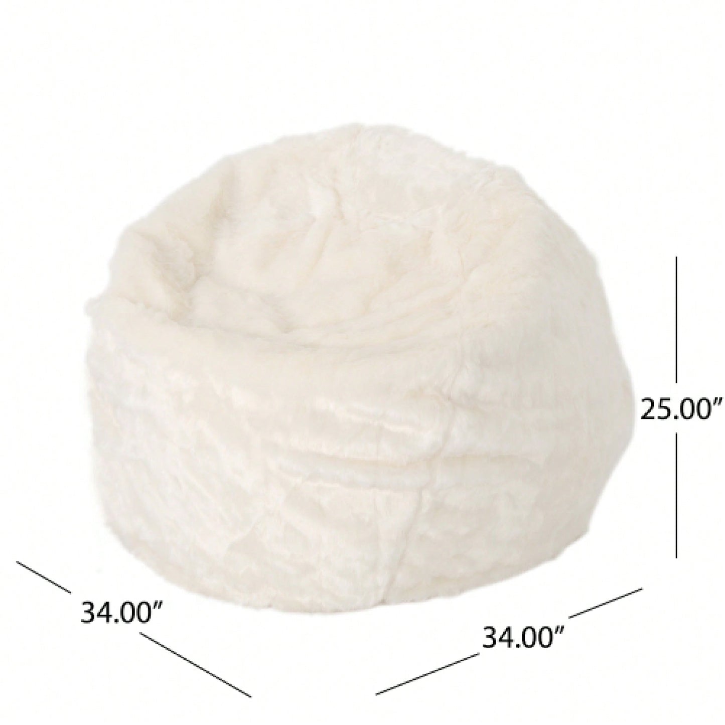 Luxurious White Faux Fur Bean Bag - Modern 3-Foot Design For Cozy Comfort