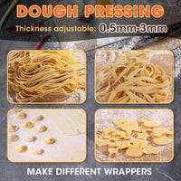 Adjustable Electric Pasta Maker - Stainless Steel Noodle Machine With 2 Blades For Round & Flat Noodles - 110V, 135W Dough Roller Cutter