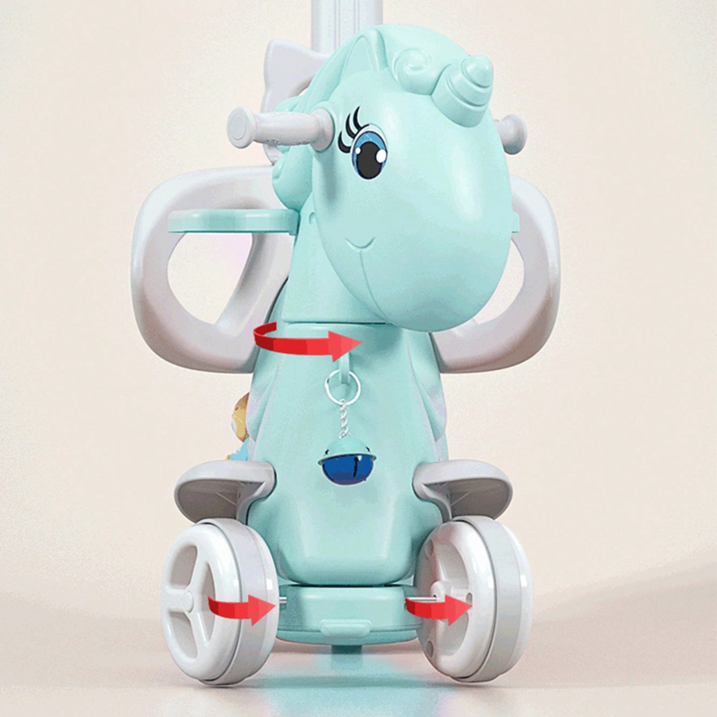 Vibrant Unicorn Rocking Horse & Balance Bike Ride-On With Push Handle And Backrest For Toddlers - Ideal For Boys And Girls