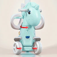 Vibrant Unicorn Rocking Horse & Balance Bike Ride-On With Push Handle And Backrest For Toddlers - Ideal For Boys And Girls