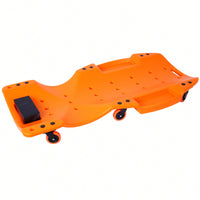 Ergonomic 48-Inch Plastic Creeper With Padded Headrest And Dual Tool Trays - 440 Lbs Capacity, Orange