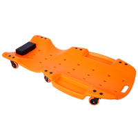 Ergonomic 48-Inch Plastic Creeper With Padded Headrest And Dual Tool Trays - 440 Lbs Capacity, Orange