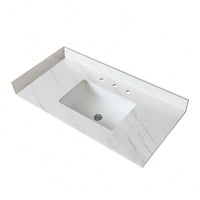 Elegant 22-Inch Vanity Top With 4" Sidesplash And Backsplash In Bianco Carrara Venato For Stunning Bathroom Upgrades