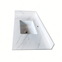 Elegant 22-Inch Vanity Top With 4" Sidesplash And Backsplash In Bianco Carrara Venato For Stunning Bathroom Upgrades