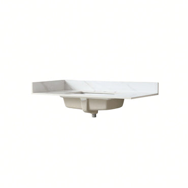 Elegant 22-Inch Vanity Top With 4" Sidesplash And Backsplash In Bianco Carrara Venato For Stunning Bathroom Upgrades