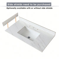 Elegant 22-Inch Vanity Top With 4" Sidesplash And Backsplash In Bianco Carrara Venato For Stunning Bathroom Upgrades
