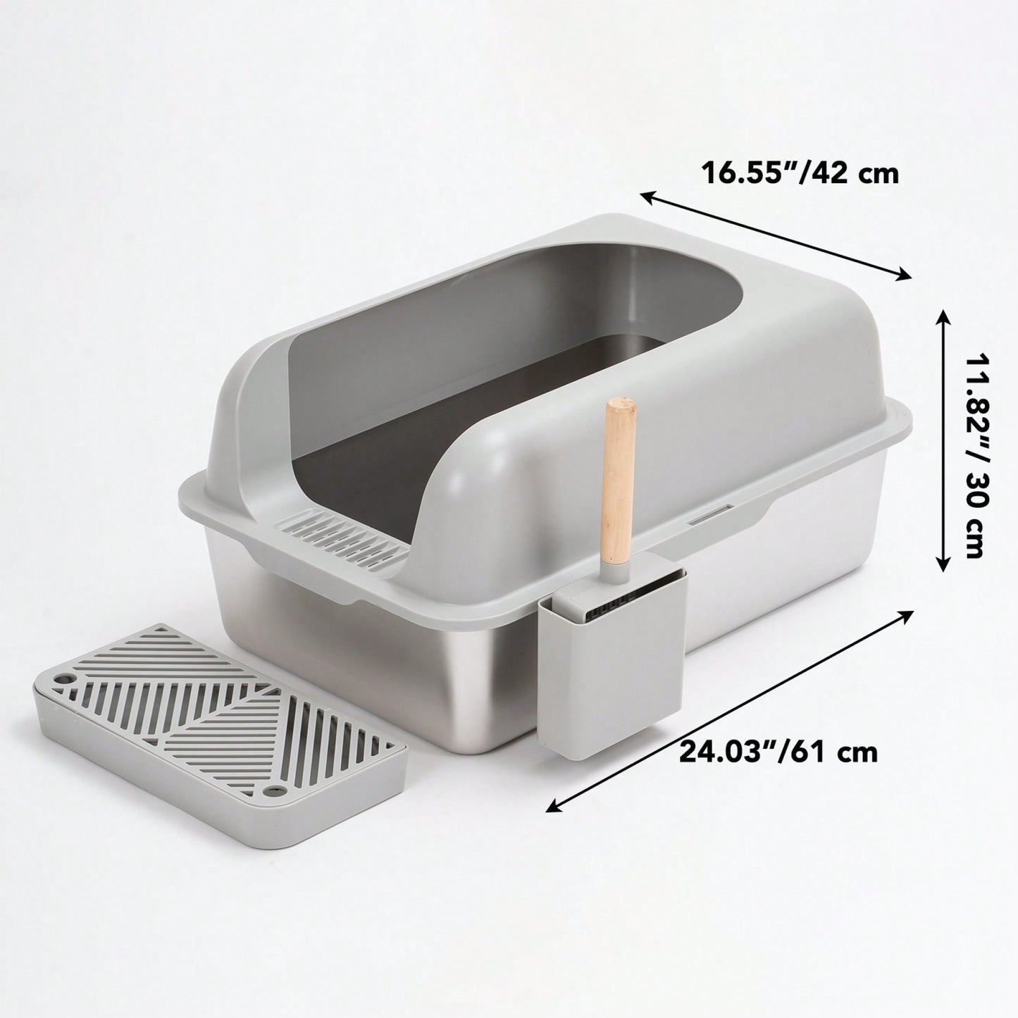 Extra Large Enclosed Stainless Steel Cat Litter Box With Lid - High Wall Design, Anti-Leakage, Easy To Clean, Perfect For Big Cats