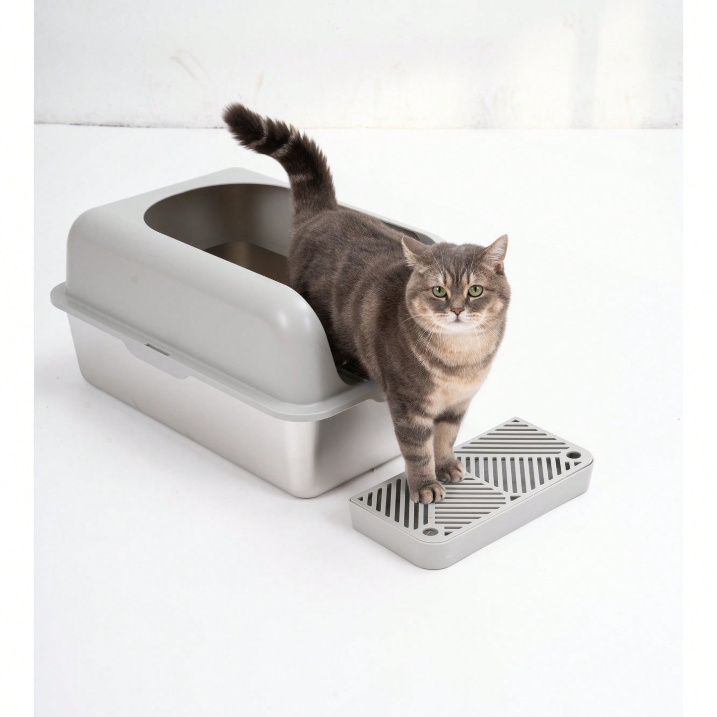 Extra Large Enclosed Stainless Steel Cat Litter Box With Lid - High Wall Design, Anti-Leakage, Easy To Clean, Perfect For Big Cats