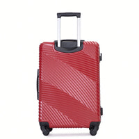 3-Piece Lightweight Travel Luggage Set - Durable PC+ABS Suitcases With Spinner Wheels And Dual Hooks (20/24/28) In Vibrant Red