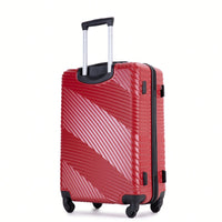 3-Piece Lightweight Travel Luggage Set - Durable PC+ABS Suitcases With Spinner Wheels And Dual Hooks (20/24/28) In Vibrant Red