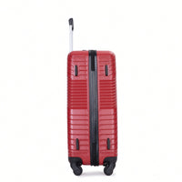 3-Piece Lightweight Travel Luggage Set - Durable PC+ABS Suitcases With Spinner Wheels And Dual Hooks (20/24/28) In Vibrant Red