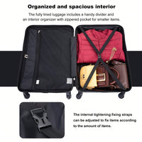 3-Piece Lightweight Travel Luggage Set - Durable PC+ABS Suitcases With Spinner Wheels And Dual Hooks (20/24/28) In Vibrant Red