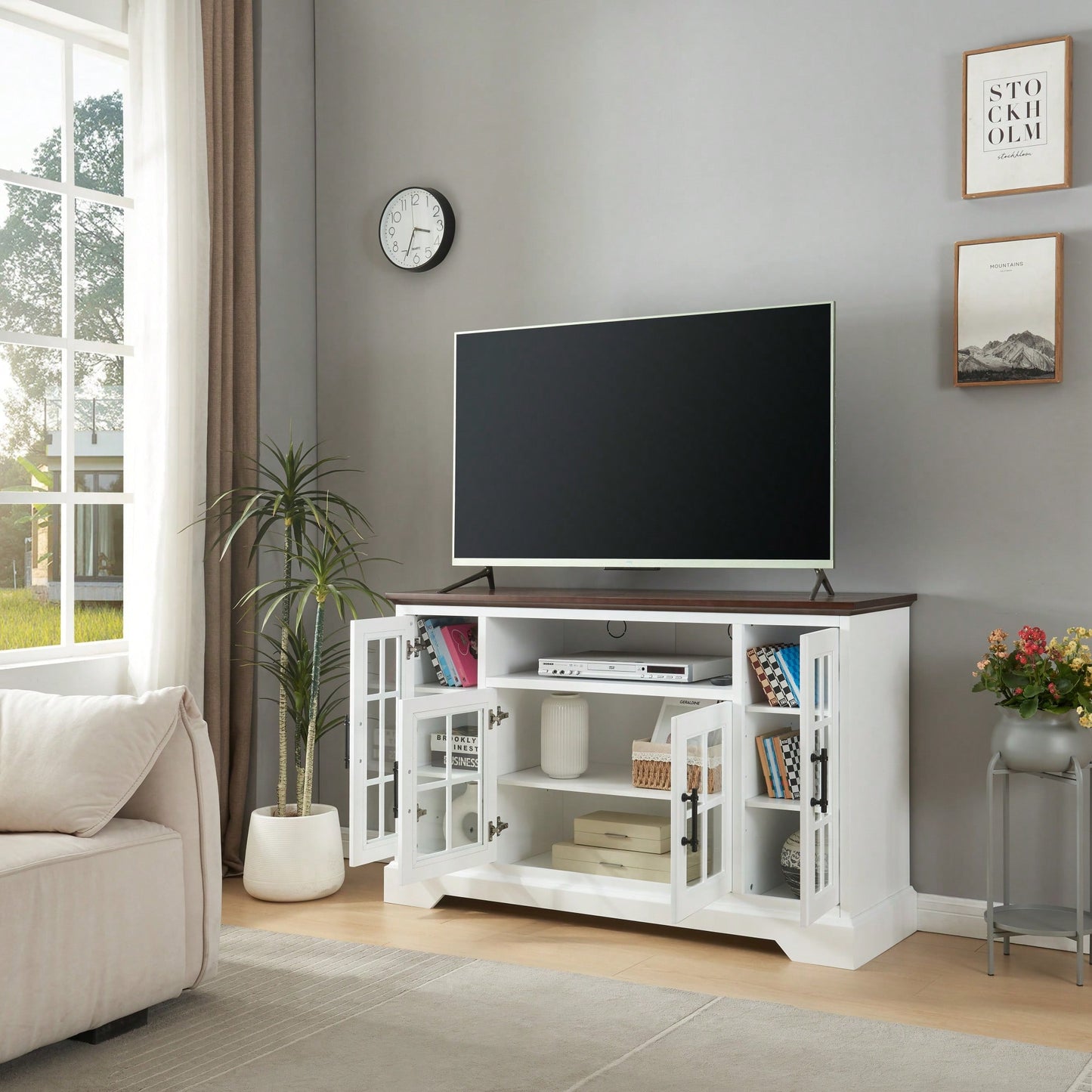 Stylish Four-Door Buffet Sideboard For Dining Room Storage And Organization