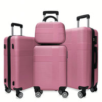 Pink 4-Piece Hardshell Luggage Set With Spinner Wheels And TSA Lock - Lightweight Checked Suitcases (12in, 20in, 24in, 28in)