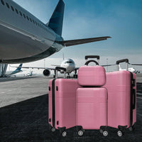 Pink 4-Piece Hardshell Luggage Set With Spinner Wheels And TSA Lock - Lightweight Checked Suitcases (12in, 20in, 24in, 28in)