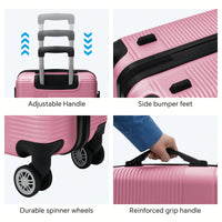 Pink 4-Piece Hardshell Luggage Set With Spinner Wheels And TSA Lock - Lightweight Checked Suitcases (12in, 20in, 24in, 28in)