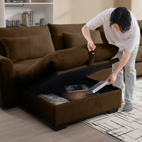 Brown Corduroy Footrest Ottoman To Complement 2-Seater, 3-Seater, And 4-Seater Sofas