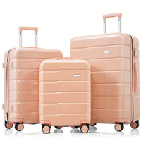 Stylish Pink 3-Piece ABS Luggage Set with TSA Lock 20 24 28 Inch 360° Spinner Wheels