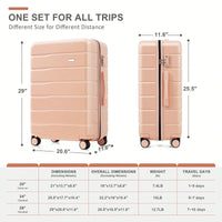 Stylish Pink 3-Piece ABS Luggage Set with TSA Lock 20 24 28 Inch 360° Spinner Wheels