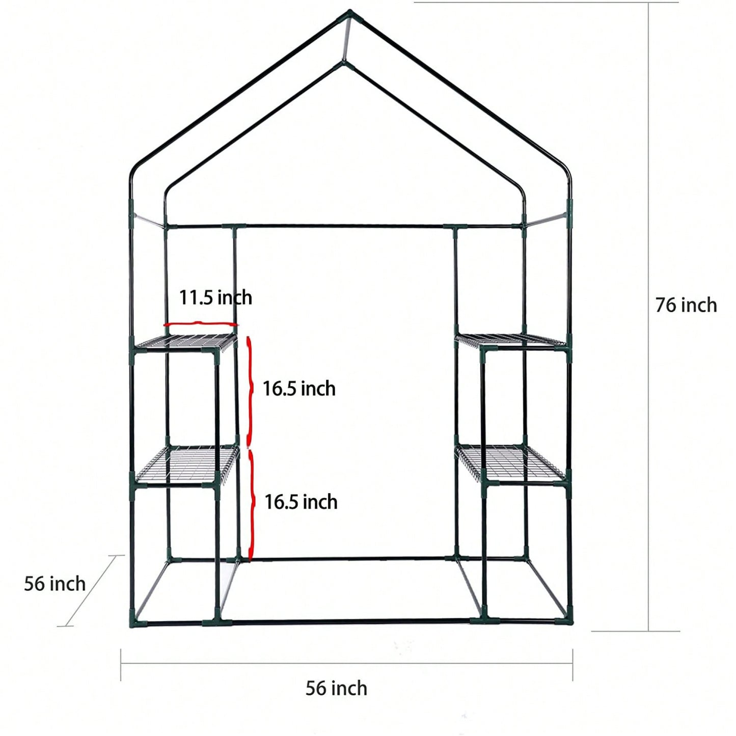 Compact 2-Tier Portable Walk-In Greenhouse with 8 Shelves for Indoor Outdoor Gardening 56L x 56W x 76H Ideal for Herbs Flowers and Vegetable