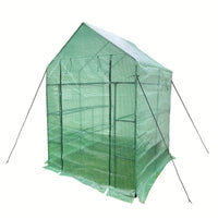 Compact 2-Tier Portable Walk-In Greenhouse with 8 Shelves for Indoor Outdoor Gardening 56L x 56W x 76H Ideal for Herbs Flowers and Vegetable