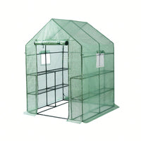 Compact 2-Tier Portable Walk-In Greenhouse with 8 Shelves for Indoor Outdoor Gardening 56L x 56W x 76H Ideal for Herbs Flowers and Vegetable