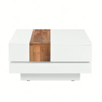 Modern 31.4 Inch Square Coffee Table with Sliding Top Hidden Storage High Gloss Finish Walnut Accent for Stylish Living Rooms