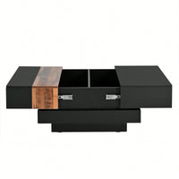 Modern 31.4 Inch Square Coffee Table with Sliding Top Hidden Storage High Gloss Finish Walnut Accent for Stylish Living Rooms