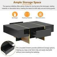 Elegant White High Gloss Coffee Table with Drawers and Gold Legs 47.2 x 31.4 Multi-Storage Center Table for Living Room