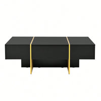 Elegant White High Gloss Coffee Table with Drawers and Gold Legs 47.2 x 31.4 Multi-Storage Center Table for Living Room