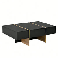 Elegant White High Gloss Coffee Table with Drawers and Gold Legs 47.2 x 31.4 Multi-Storage Center Table for Living Room