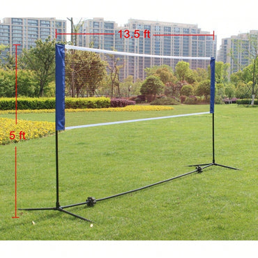 14FT Portable Volleyball, Badminton, And Tennis Net With Carrying Bag And Stand - Ideal For Outdoor Sports