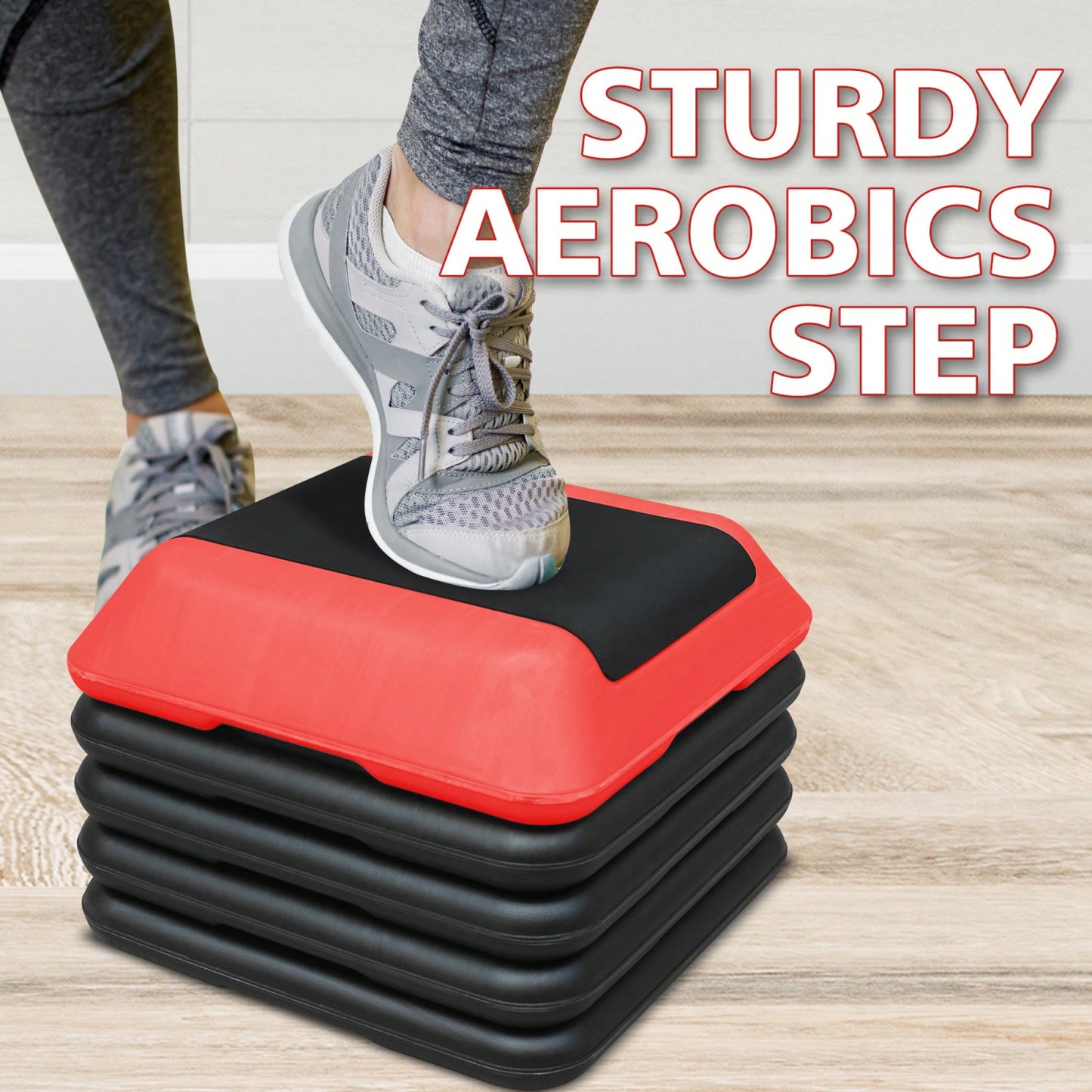 Versatile Height-Adjustable Aerobics Step Platform For Home Fitness & Exercise - Includes 4 Risers In Green