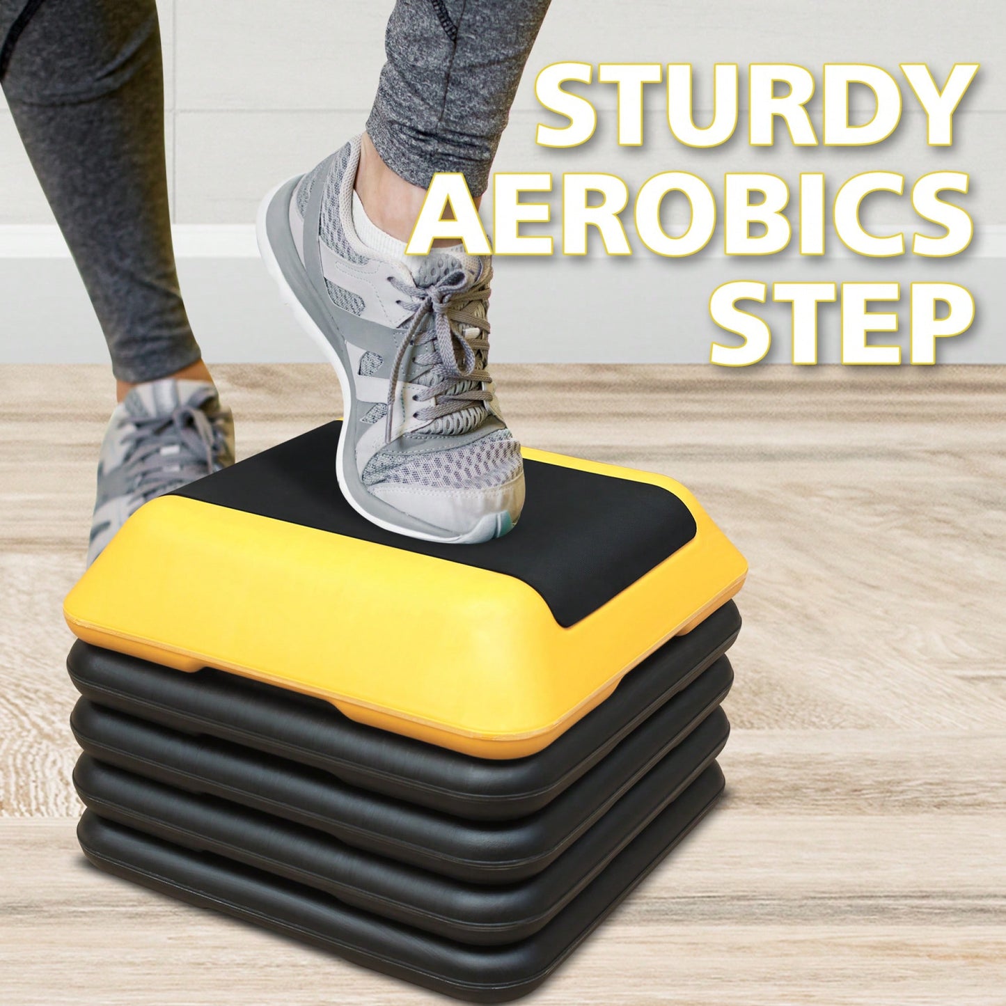 Versatile Height-Adjustable Aerobics Step Platform For Home Fitness & Exercise - Includes 4 Risers In Green