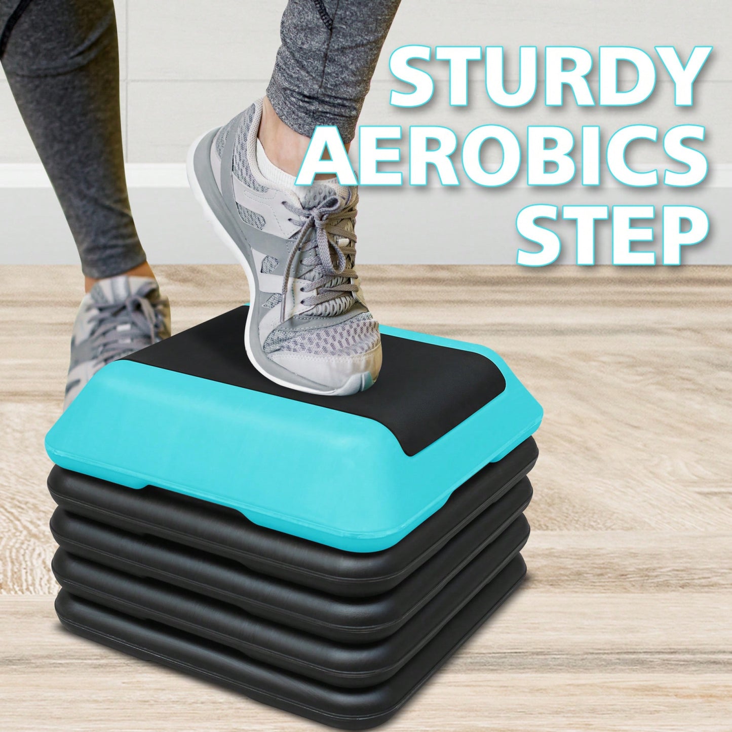 Versatile Height-Adjustable Aerobics Step Platform For Home Fitness & Exercise - Includes 4 Risers In Green