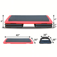 Adjustable Aerobic Step Platform With 4 Risers For Fitness And Exercise Training - Gray