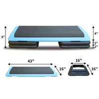 Adjustable Aerobic Step Platform With 4 Risers For Fitness And Exercise Training - Gray