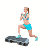 Adjustable Aerobic Step Platform With 4 Risers For Fitness And Exercise Training - Gray