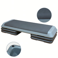 Adjustable Aerobic Step Platform With 4 Risers For Fitness And Exercise Training - Gray